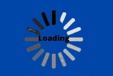 a blue background with a loading sign