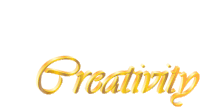 the word creativity is written in gold letters