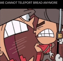 a cartoon of two soldiers fighting with the caption we cannot teleport bread anymore