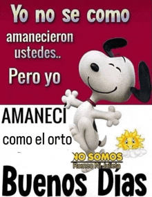 a picture of snoopy with a quote in spanish