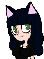 a drawing of a girl with cat ears and black hair