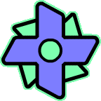 a blue and green cross with a circle in the middle .