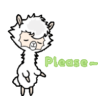 a drawing of a llama saying please