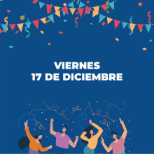 a poster for viernes 17 de diciembre shows people dancing