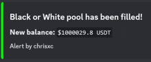 a black or white pool has been filled with new balance of $ 1000029.8 usdt