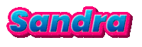 the word sandra is written in pink and blue