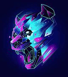 a colorful geometric illustration of a panther 's head on a dark background .