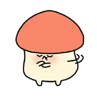 a cartoon drawing of a mushroom with a red top