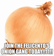 a picture of an onion with the words join the felicento 's onion gang today