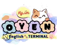 a cat with a speech bubble that says " hey im oven english terminal "