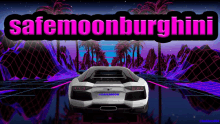 a poster for safemoonburghin with a white car in the background