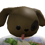 a brown dog with its tongue hanging out is eating a sandwich