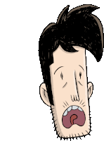 a cartoon of a man with his mouth open