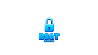 bs & t script secure logo with a blue padlock