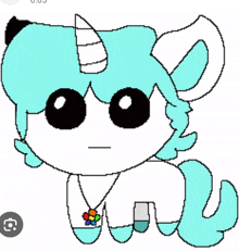 a pixel art of a unicorn wearing a necklace with a flower on it