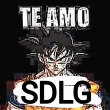 a black and white drawing of a man with the words `` te amo sdlg '' written on it .