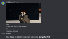 a screenshot of a discord conversation between mr. bighead and another user