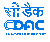 a logo for c-dac strategic electronics group in blue on a white background