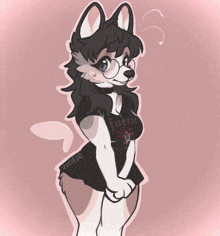 a drawing of a furry girl wearing a black shirt that says faerie