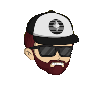 a cartoon of a man with a beard wearing sunglasses and a hat with an ethereum logo