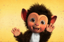 a cartoon monkey with a yellow background and triangles