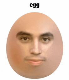 a man 's face is in a circle with the word egg above it