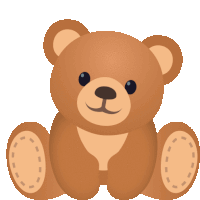 a brown teddy bear with stitched feet sits on a white background