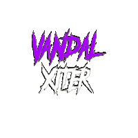 a purple and white logo for vandal xuber