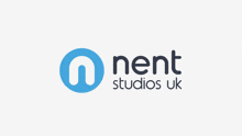 a logo for nent studios uk is displayed on a white background