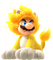 mario is dressed as a lion and has a mustache