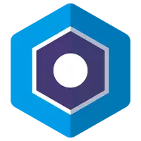 a blue and purple hexagon with a white circle in the middle