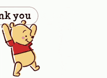 winnie the pooh and piglet are standing next to each other with a speech bubble that says `` thank you '' .