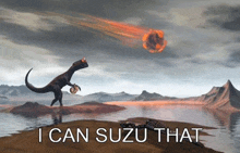 an illustration of a dinosaur with the words i can suzu that