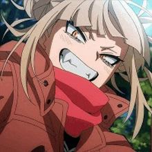 a close up of a anime girl wearing a brown jacket and a red scarf .