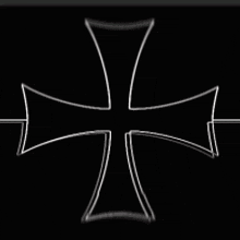 a white cross on a black background with a shadow