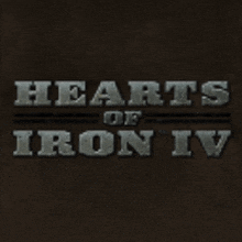 a logo for hearts of iron iv is shown on a brown background .