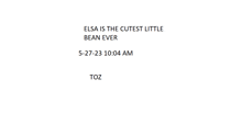 a white page with the words elsa is the cutest little bean ever written on it