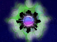 a painting of a circle with a purple center in the middle