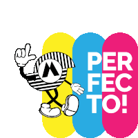 a cartoon character with the words per fec to on the bottom