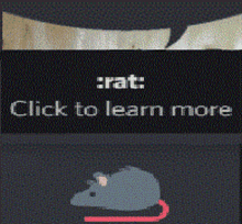 a computer screen says click to learn more and has a picture of a rat on it