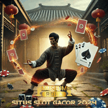 a poster for situs slot gacor with a man in a martial arts pose