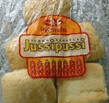 a close up of a package of jussipussi