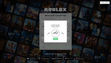 a screenshot of a roblox login page with a red x on it