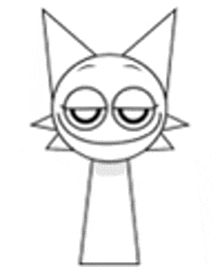 a black and white drawing of a cartoon cat with a smile on its face and ears .