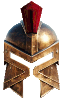 a spartan helmet with a red crest on top of it