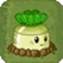 a cartoon drawing of a radish with a green leaf on top .