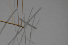 a bunch of sticks are hanging from a string on a wall