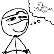 a black and white drawing of a stick figure with a speech bubble that says okay .