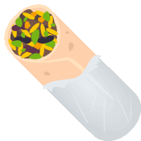 an illustration of a burrito filled with beans and vegetables