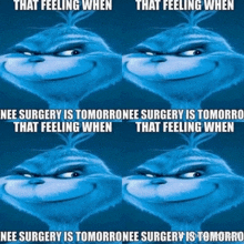 a grinch poster that says nee surgery is tomorrow